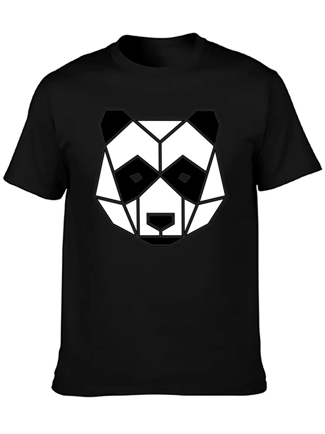 Geometric Animal: Panda Bear Lightweight Cotton T-Shirt – Daily Comfort Graphic Shirt