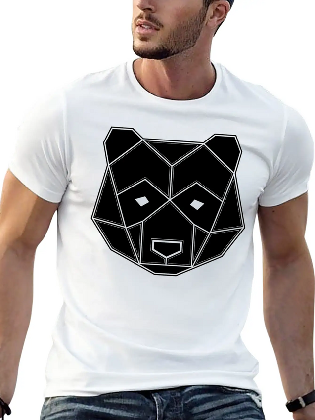 Geometric Animal: Panda Bear Lightweight Cotton T-Shirt – Daily Comfort Graphic Shirt