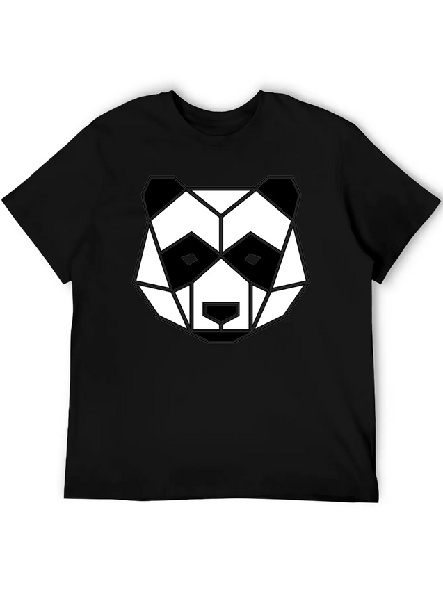 Geometric Animal: Panda Bear Lightweight Cotton T-Shirt – Daily Comfort Graphic Shirt