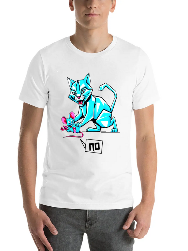 Geometric Cat And Mouse Lightweight Cotton T-Shirt – Daily Comfort Graphic Shirt