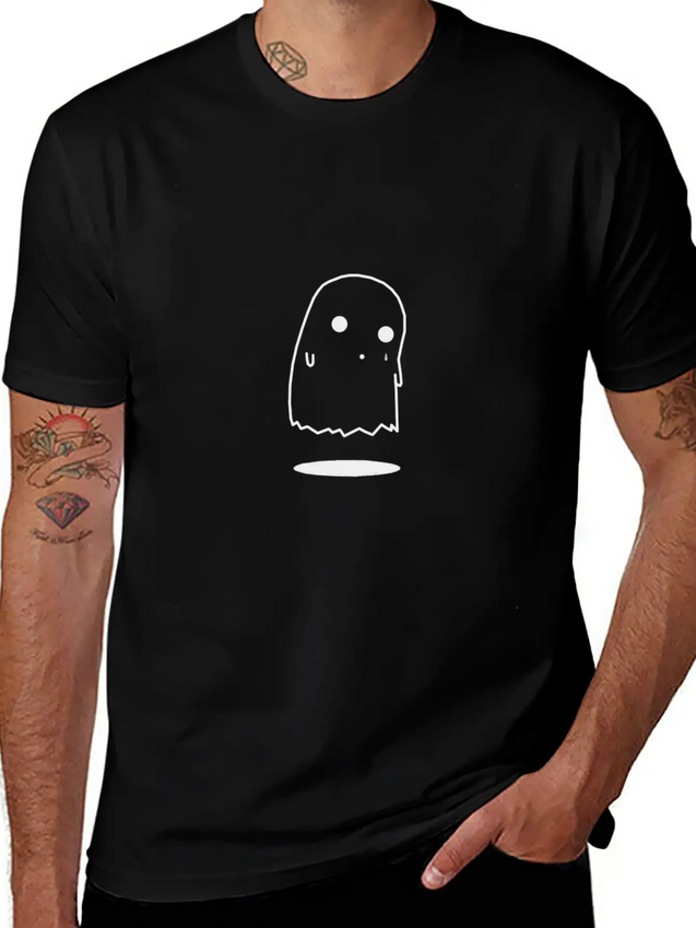 Ghost Halloween Sad Cry Lightweight Cotton T-Shirt – Daily Comfort Graphic Shirt