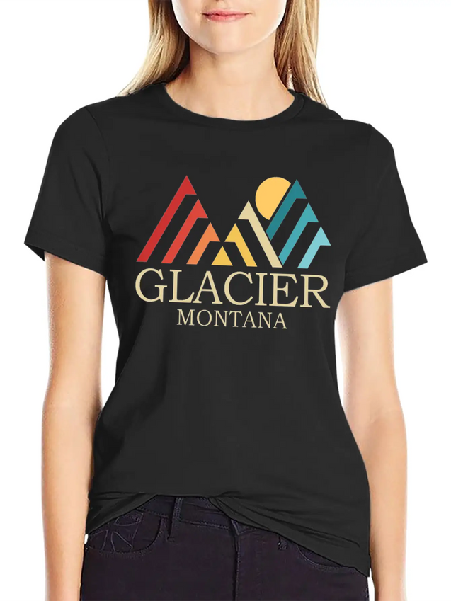 Glacier National Park Glacier Montana Glacier Lightweight Cotton T-Shirt – Daily Comfort Graphic Shirt