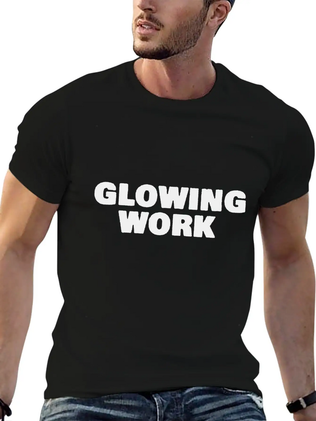 Glowing Work Lightweight Cotton T-Shirt – Daily Comfort Graphic Shirt