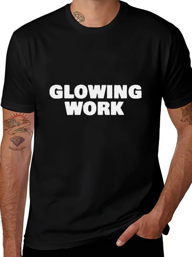 Glowing Work Lightweight Cotton T-Shirt – Daily Comfort Graphic Shirt