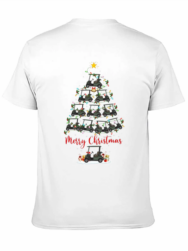 Golf Cart Lover Xmas Lighting Santa Golf Cart Lightweight Cotton T-Shirt – Daily Comfort Graphic Shirt