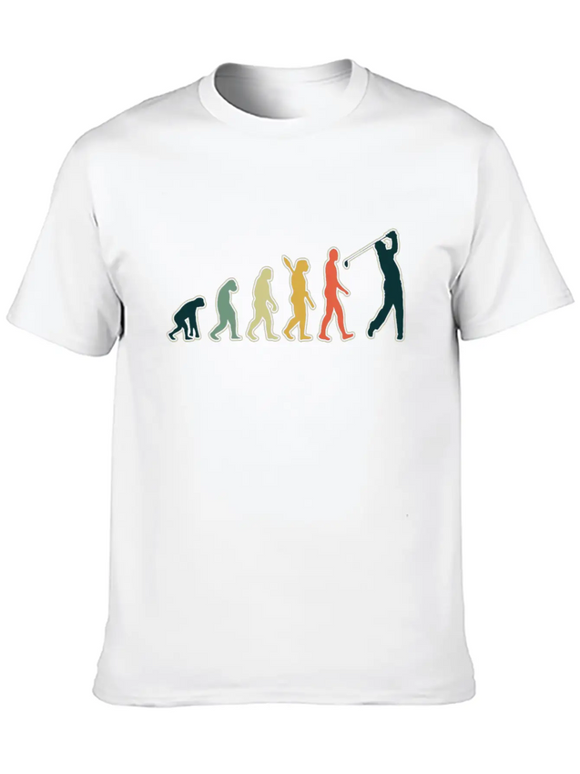 Golf Player Evolution Golf Club Golfer Golf Lightweight Cotton T-Shirt – Daily Comfort Graphic Shirt