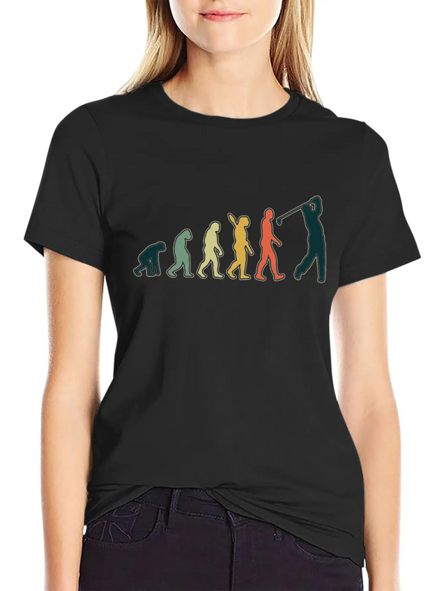 Golf Player Evolution Golf Club Golfer Golf Lightweight Cotton T-Shirt – Daily Comfort Graphic Shirt
