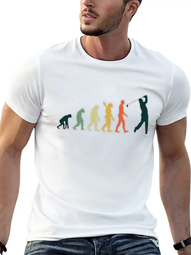 Golf Player Evolution Golf Club Golfer Golf Lightweight Cotton T-Shirt – Daily Comfort Graphic Shirt