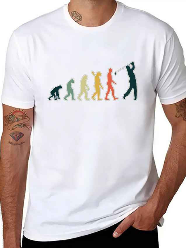 Golf Player Evolution Golf Club Golfer Golf Lightweight Cotton T-Shirt – Daily Comfort Graphic Shirt