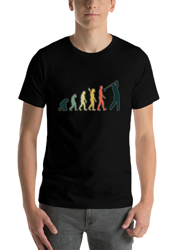 Golf Player Evolution Golf Club Golfer Golf Lightweight Cotton T-Shirt – Daily Comfort Graphic Shirt
