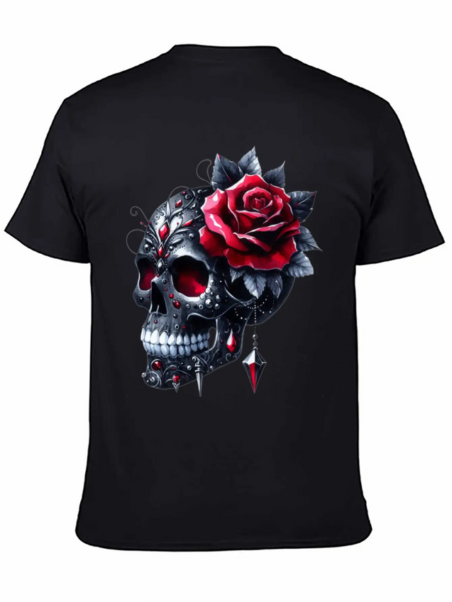 Gothic Skull Valentine's Day, Valentines Gifts Lightweight Cotton T-Shirt – Daily Comfort Graphic Shirt