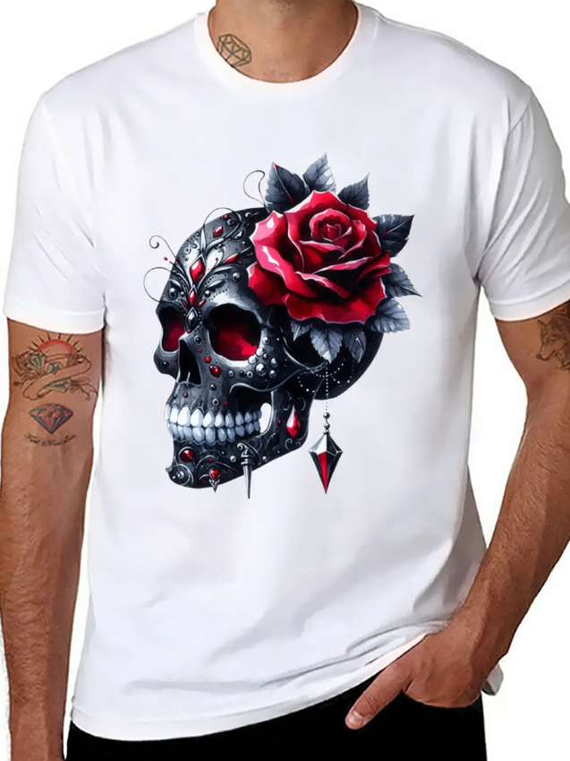 Gothic Skull Valentine's Day, Valentines Gifts Lightweight Cotton T-Shirt – Daily Comfort Graphic Shirt