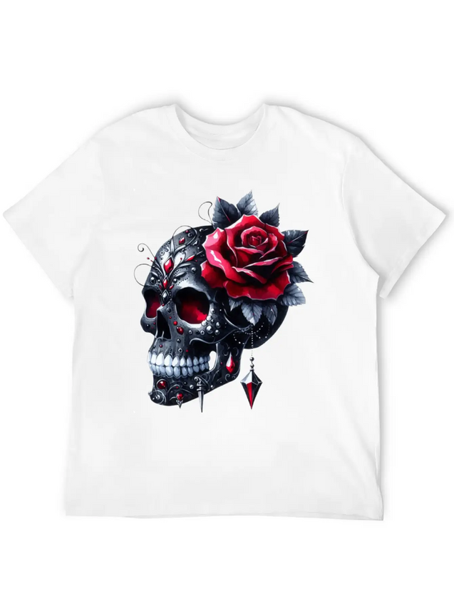 Gothic Skull Valentine's Day, Valentines Gifts Lightweight Cotton T-Shirt – Daily Comfort Graphic Shirt