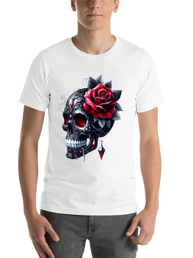 Gothic Skull Valentine's Day, Valentines Gifts Lightweight Cotton T-Shirt – Daily Comfort Graphic Shirt