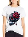 Gothic Skull Valentine's Day, Valentines Gifts Lightweight Cotton T-Shirt – Daily Comfort Graphic Shirt