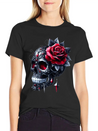 Gothic Skull Valentine's Day, Valentines Gifts Lightweight Cotton T-Shirt – Daily Comfort Graphic Shirt