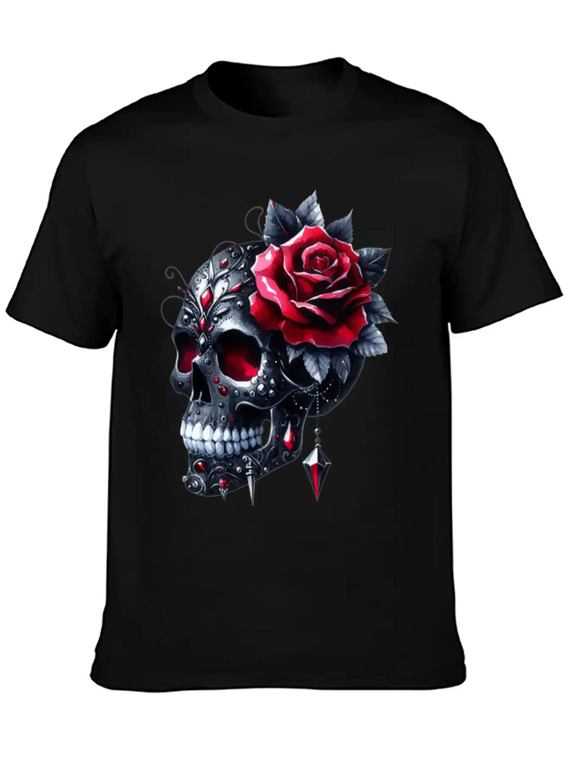 Gothic Skull Valentine's Day, Valentines Gifts Lightweight Cotton T-Shirt – Daily Comfort Graphic Shirt