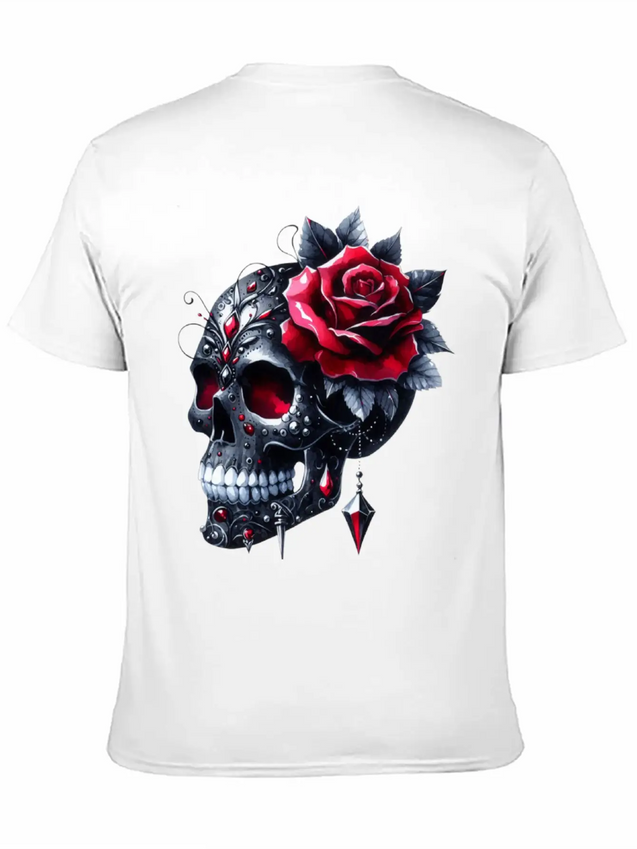 Gothic Skull Valentine's Day, Valentines Gifts Lightweight Cotton T-Shirt – Daily Comfort Graphic Shirt