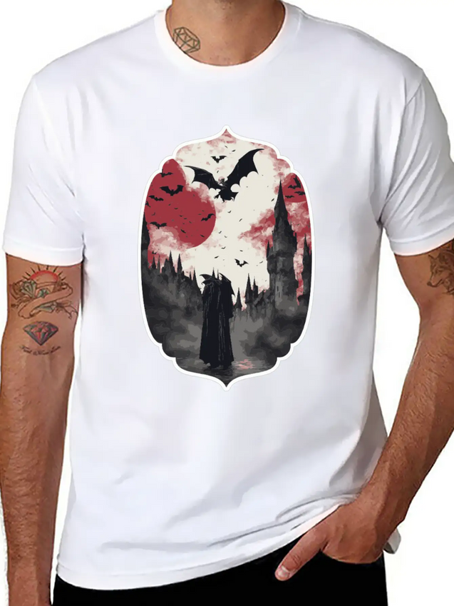 Gothic Vampire Horror Design Lightweight Cotton T-Shirt – Daily Comfort Graphic Shirt