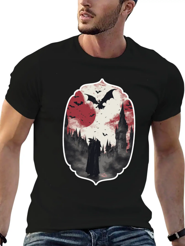 Gothic Vampire Horror Design Lightweight Cotton T-Shirt – Daily Comfort Graphic Shirt
