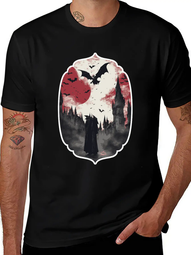 Gothic Vampire Horror Design Lightweight Cotton T-Shirt – Daily Comfort Graphic Shirt