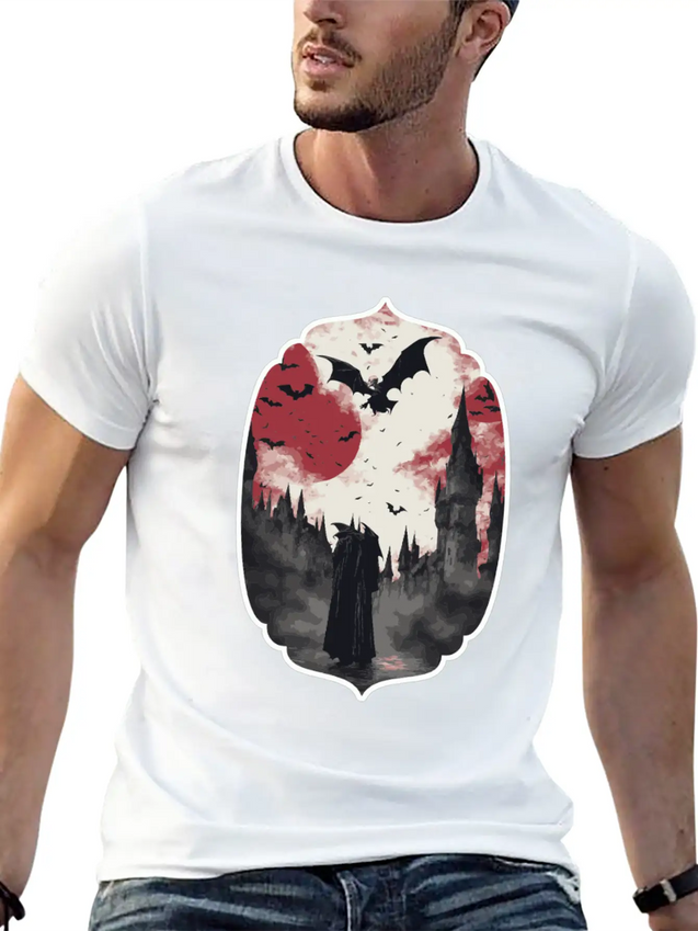 Gothic Vampire Horror Design Lightweight Cotton T-Shirt – Daily Comfort Graphic Shirt