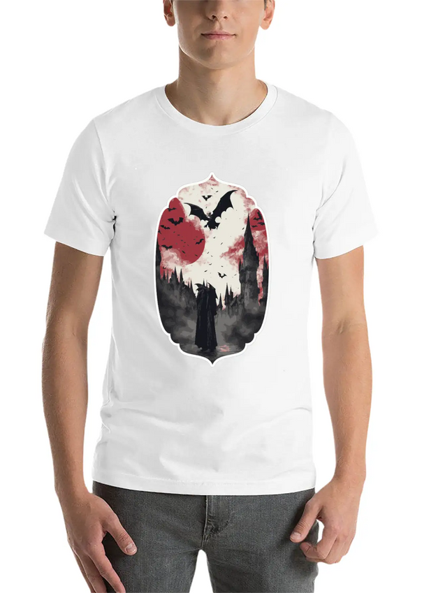 Gothic Vampire Horror Design Lightweight Cotton T-Shirt – Daily Comfort Graphic Shirt