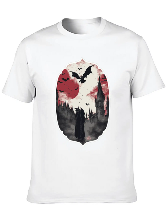 Gothic Vampire Horror Design Lightweight Cotton T-Shirt – Daily Comfort Graphic Shirt