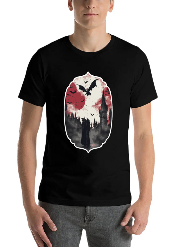 Gothic Vampire Horror Design Lightweight Cotton T-Shirt – Daily Comfort Graphic Shirt