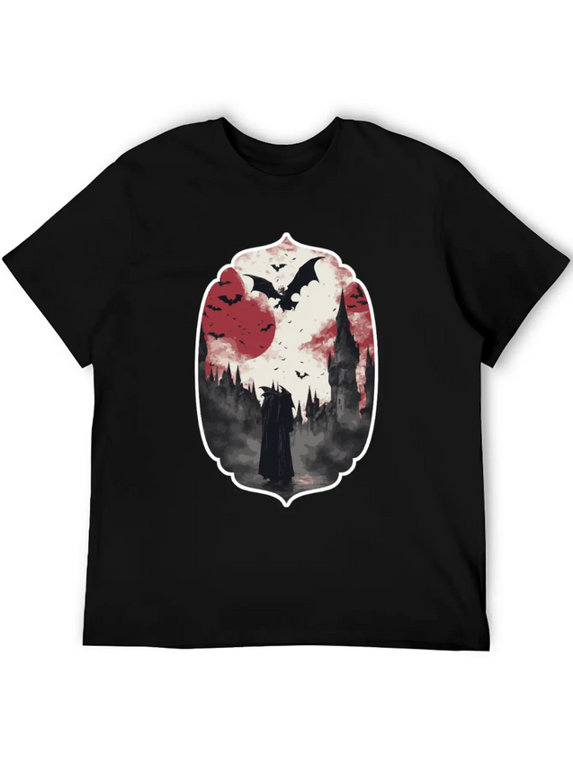 Gothic Vampire Horror Design Lightweight Cotton T-Shirt – Daily Comfort Graphic Shirt