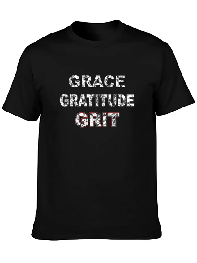 Grace Gratitude And Grit 2 Lightweight Cotton T-Shirt – Daily Comfort Graphic Shirt