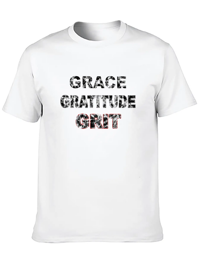 Grace Gratitude And Grit 2 Lightweight Cotton T-Shirt – Daily Comfort Graphic Shirt