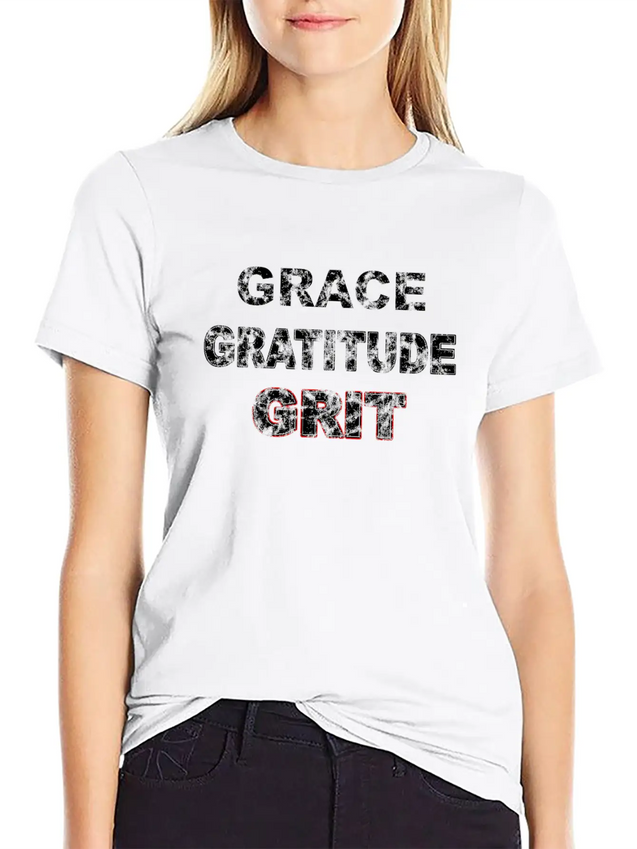 Grace Gratitude And Grit 2 Lightweight Cotton T-Shirt – Daily Comfort Graphic Shirt