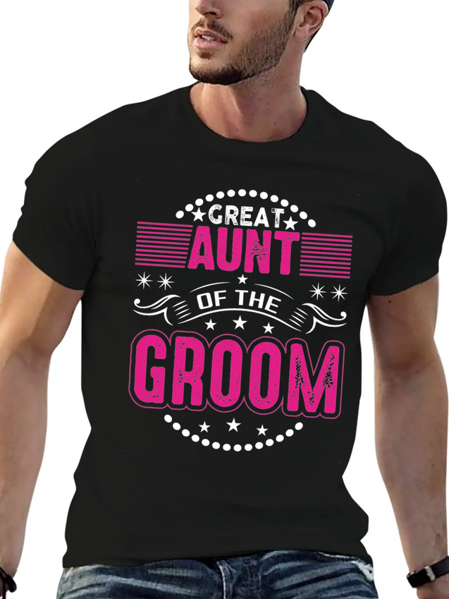 Great Aunt Of The Groom Wedding Bridal Shower Brid Lightweight Cotton T-Shirt – Daily Comfort Graphic Shirt