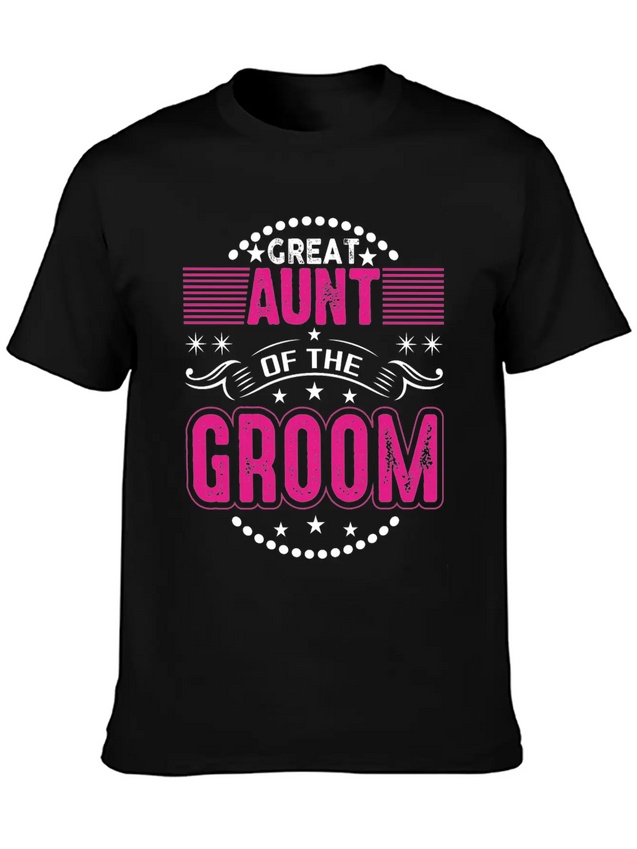 Great Aunt Of The Groom Wedding Bridal Shower Brid Lightweight Cotton T-Shirt – Daily Comfort Graphic Shirt