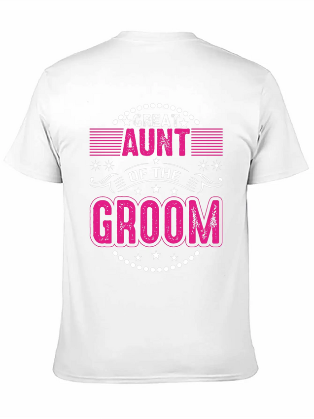 Great Aunt Of The Groom Wedding Bridal Shower Brid Lightweight Cotton T-Shirt – Daily Comfort Graphic Shirt