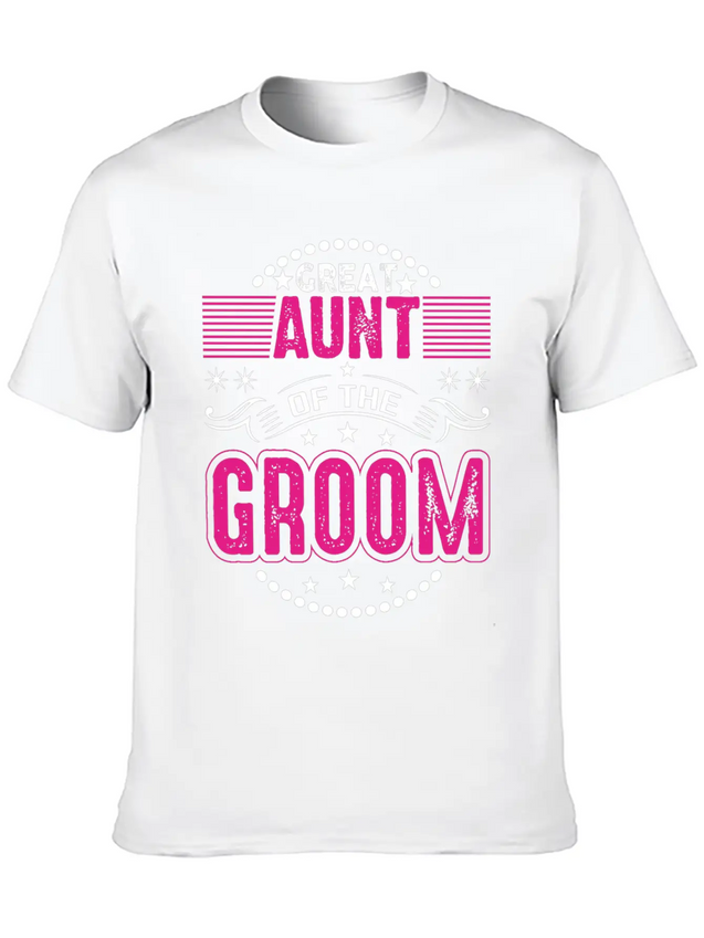 Great Aunt Of The Groom Wedding Bridal Shower Brid Lightweight Cotton T-Shirt – Daily Comfort Graphic Shirt