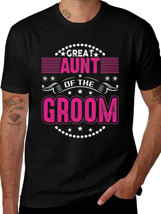 Great Aunt Of The Groom Wedding Bridal Shower Brid Lightweight Cotton T-Shirt – Daily Comfort Graphic Shirt