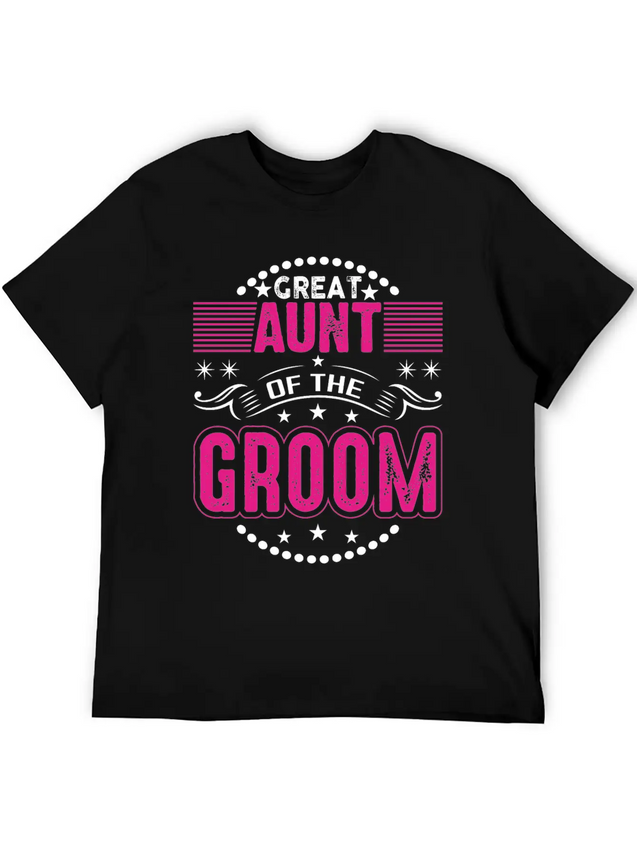 Great Aunt Of The Groom Wedding Bridal Shower Brid Lightweight Cotton T-Shirt – Daily Comfort Graphic Shirt