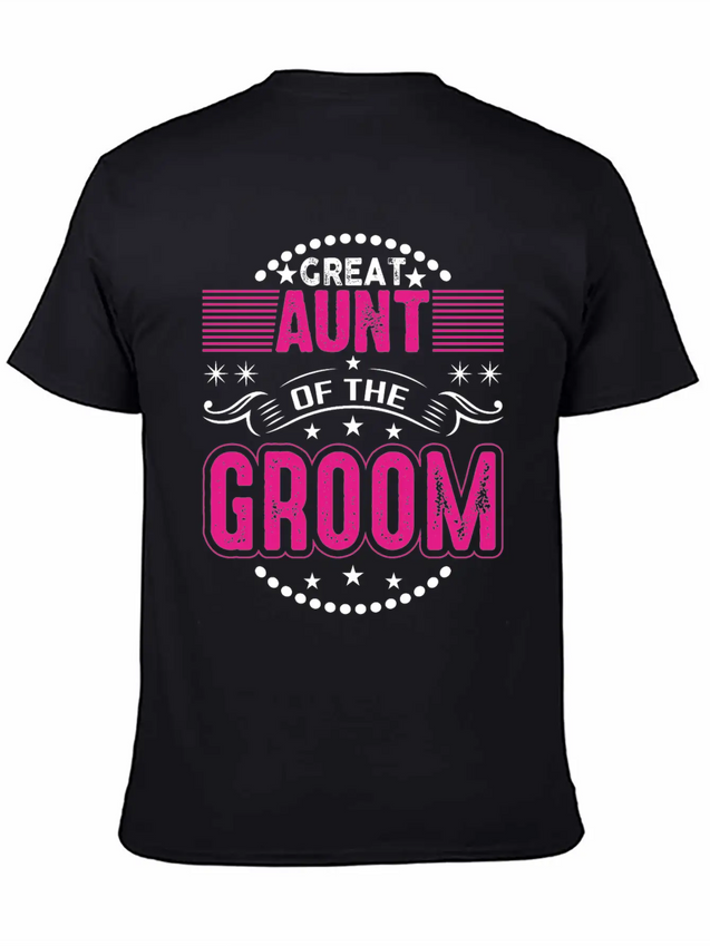 Great Aunt Of The Groom Wedding Bridal Shower Brid Lightweight Cotton T-Shirt – Daily Comfort Graphic Shirt