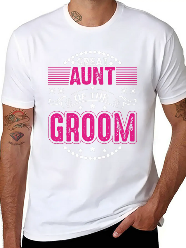 Great Aunt Of The Groom Wedding Bridal Shower Brid Lightweight Cotton T-Shirt – Daily Comfort Graphic Shirt
