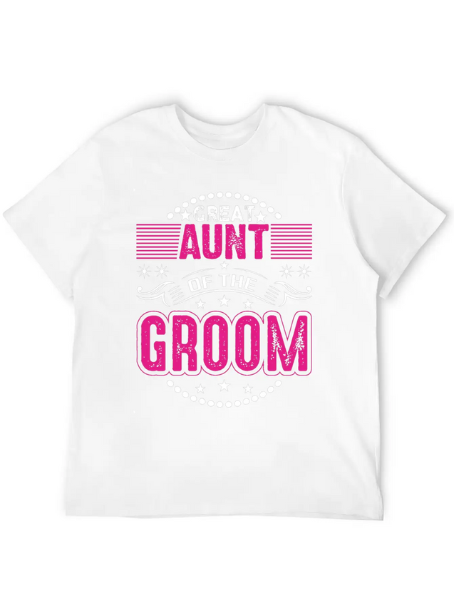 Great Aunt Of The Groom Wedding Bridal Shower Brid Lightweight Cotton T-Shirt – Daily Comfort Graphic Shirt