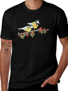 Great Tit Birds Eating Hawthorn Berries Lightweight Cotton T-Shirt – Daily Comfort Graphic Shirt