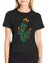 Green Plant With Orange Buds Kids Clothes Lightweight Cotton T-Shirt – Daily Comfort Graphic Shirt