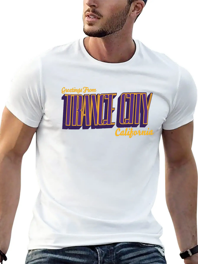 Greetings From Trance City (Lakers) Lightweight Cotton T-Shirt – Daily Comfort Graphic Shirt