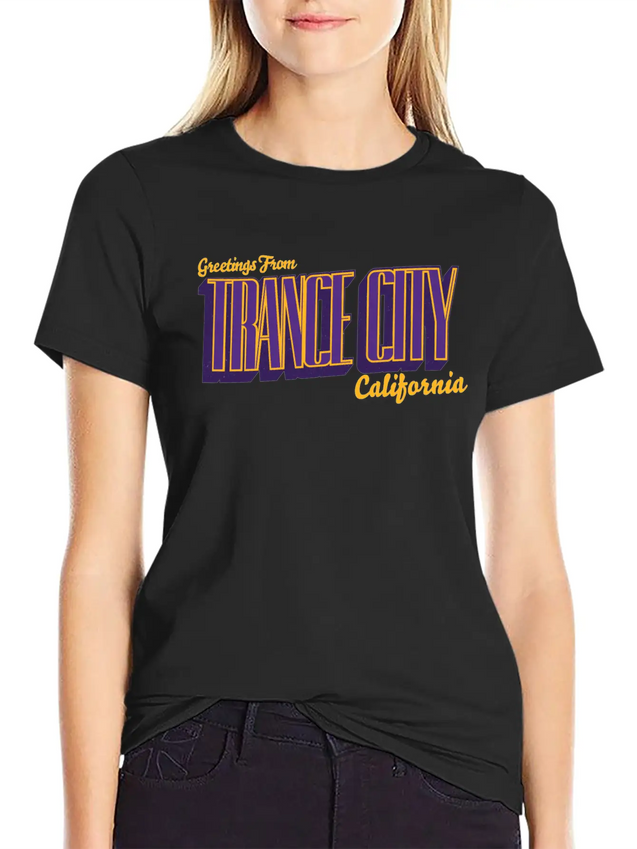 Greetings From Trance City (Lakers) Lightweight Cotton T-Shirt – Daily Comfort Graphic Shirt