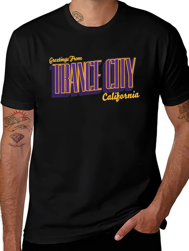 Greetings From Trance City (Lakers) Lightweight Cotton T-Shirt – Daily Comfort Graphic Shirt