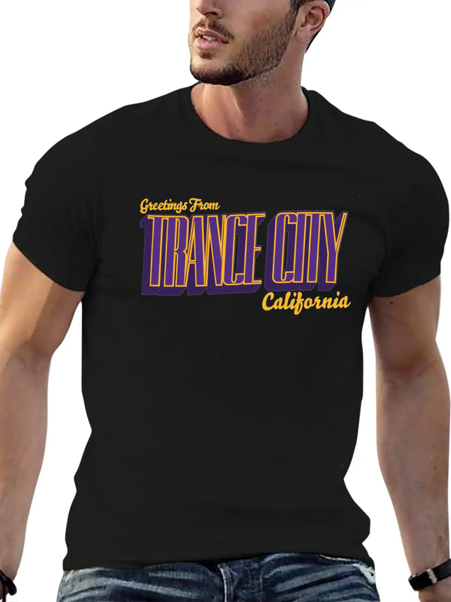 Greetings From Trance City (Lakers) Lightweight Cotton T-Shirt – Daily Comfort Graphic Shirt