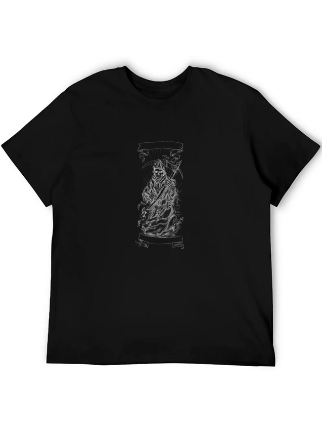 Grim Reaper Scythe Ribbon Tattoo Lightweight Cotton T-Shirt – Daily Comfort Graphic Shirt