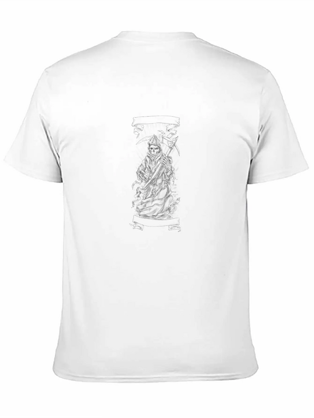 Grim Reaper Scythe Ribbon Tattoo Lightweight Cotton T-Shirt – Daily Comfort Graphic Shirt